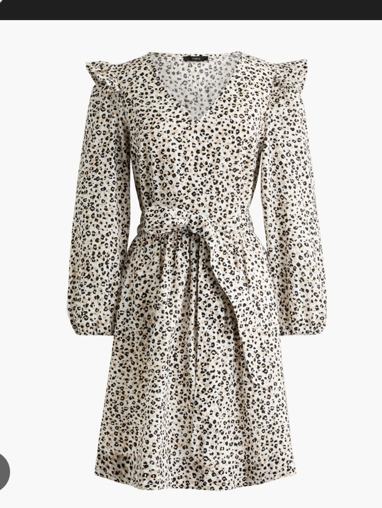 J. Crew Dresses & Skirts - J. Crew Cotton Lightweight Cream Leopard-Print Long Sleeve Dress Pockets Sz. XL
